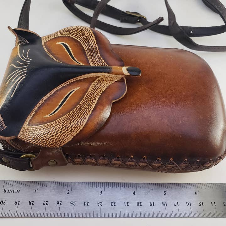 Sunflower Handmade leather inc - Wholesale Crossbody bag – Women's - Handmade Leather Brown Fox Pouch purse handbag crossbody1