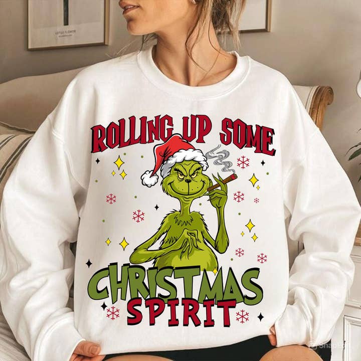 Camisola Divertida de Greenmas, Enrolando um Pouco do Espírito de Natal por atacado de DLT Ecommerce