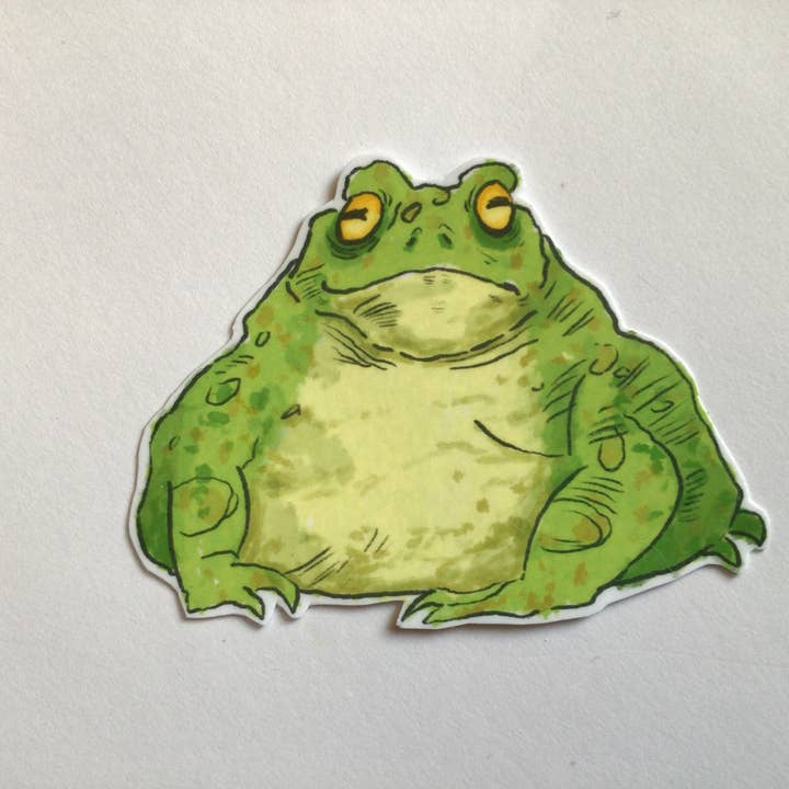 Fett groda vinyl klistermärke för wholesale av Rachel Mills Art