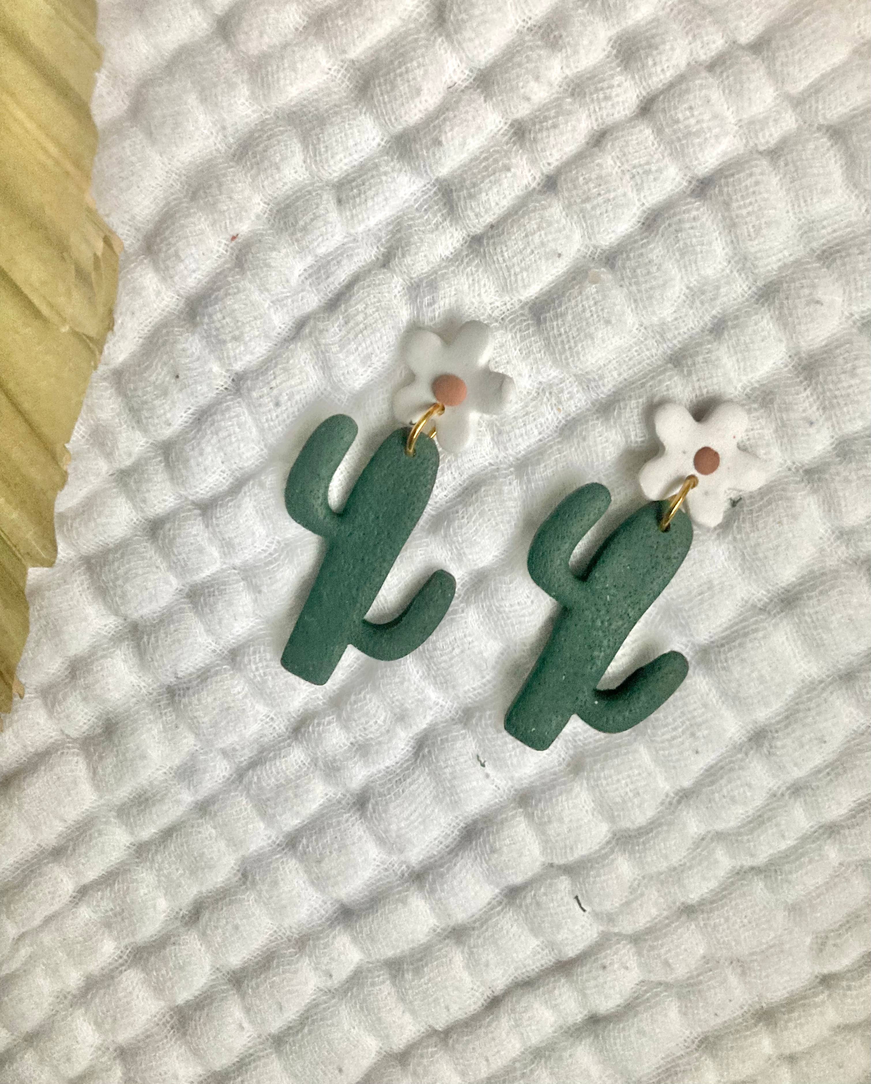 Terra Made - Wholesale Dangle Earrings - Cactus clay dangle earring