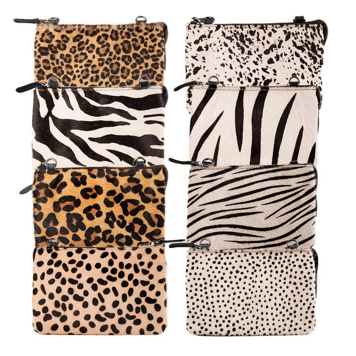 Arrigo - Wholesale Crossbody Bag - Women's - Crossbody Bag - Clutch - Dark Brown Leather & Animal Print