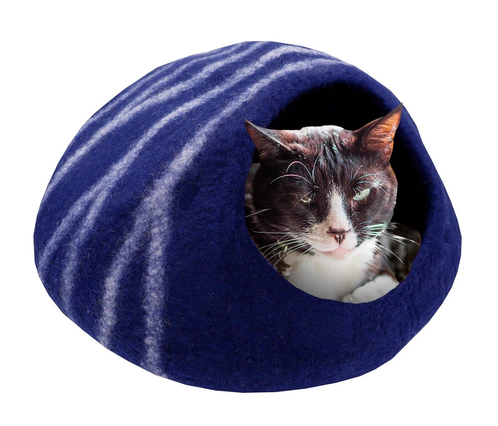 Lungta Imports – Großhandel Haustierhöhle – Katze/Hund – KayJayStyles Filz-Katzenhöhle / Katzenbett / Warmes Katzenhaus / Katzenkokon aus handgefilzter, natürlicher Wollfilz – Umweltfreundlich – Tolles Geschenk für Katzen9