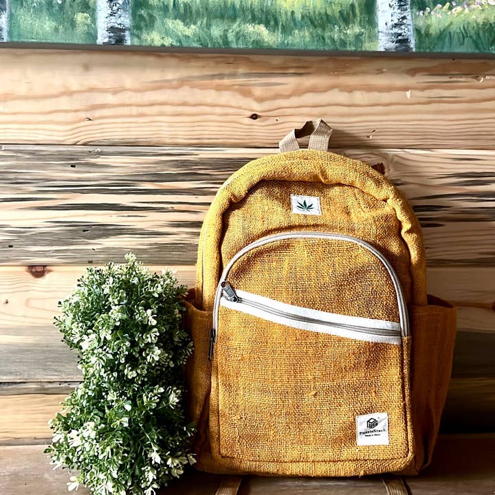 PuzzleStack - Venta al por mayor Mochila - Mujer - Mochila Amarilla Kumari de Cáñamo Puro