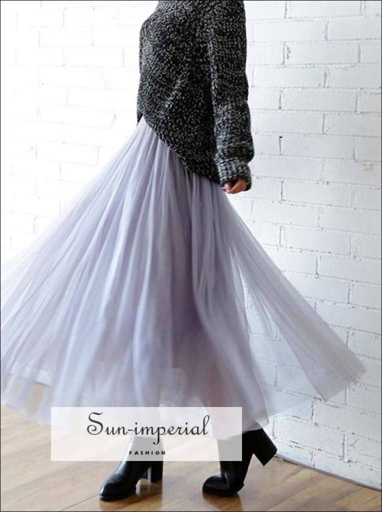 Sun Imperial - Wholesale Skirt - Women's - Long Tulle Mesh Skirt High Waist - Pleated Tutu Design5