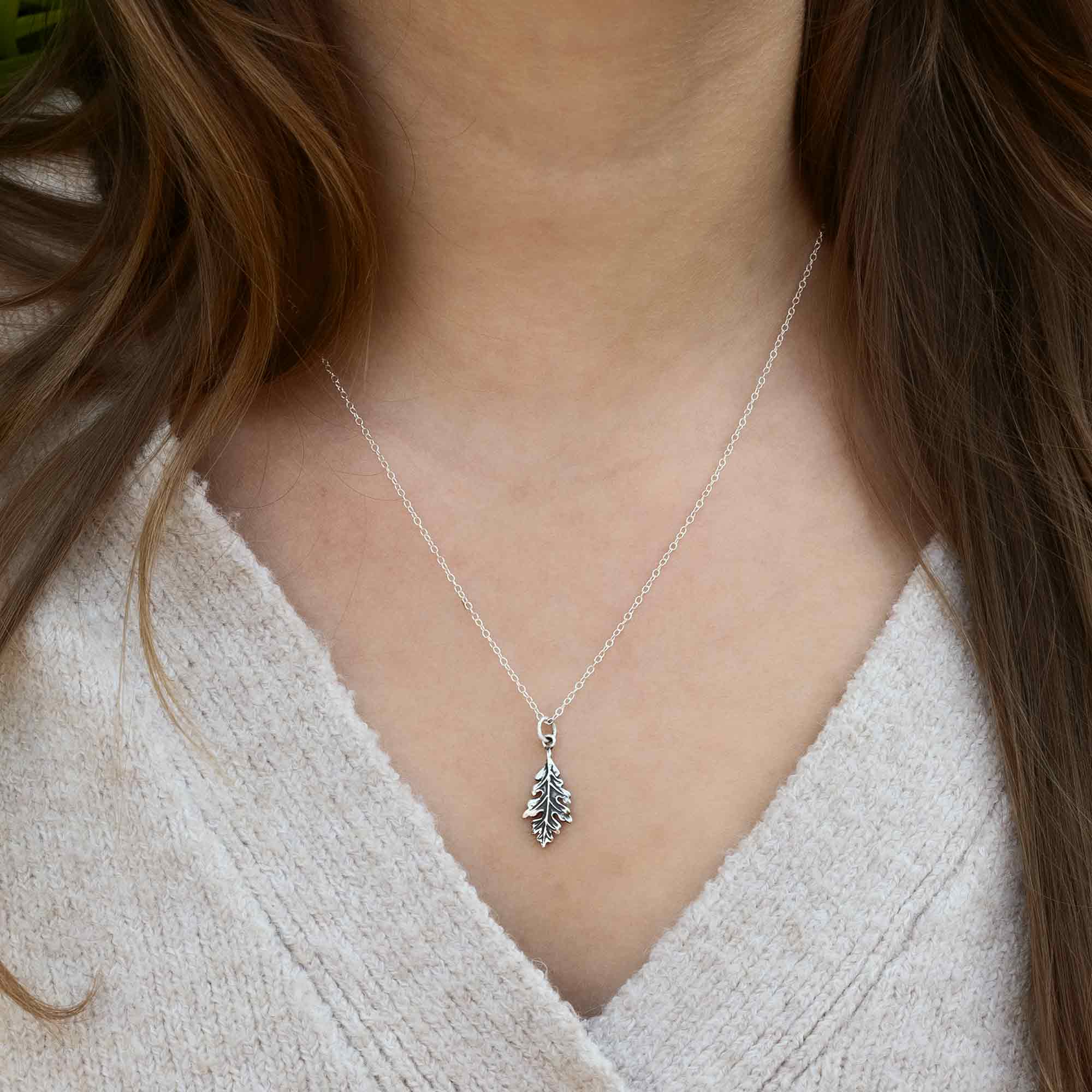 Nina Designs - Wholesale Pendant/Charm Necklace - Sterling Silver Oak Leaf Necklace1