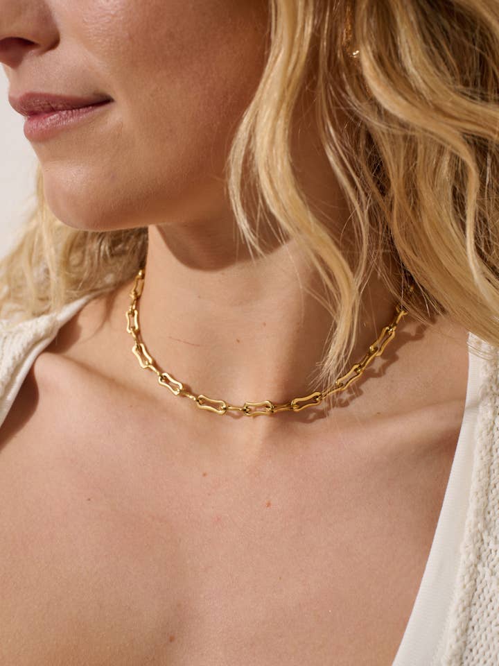 Paperclip Chain 18K Gold Plated Necklace for wholesale by Angels Whisper Accessories