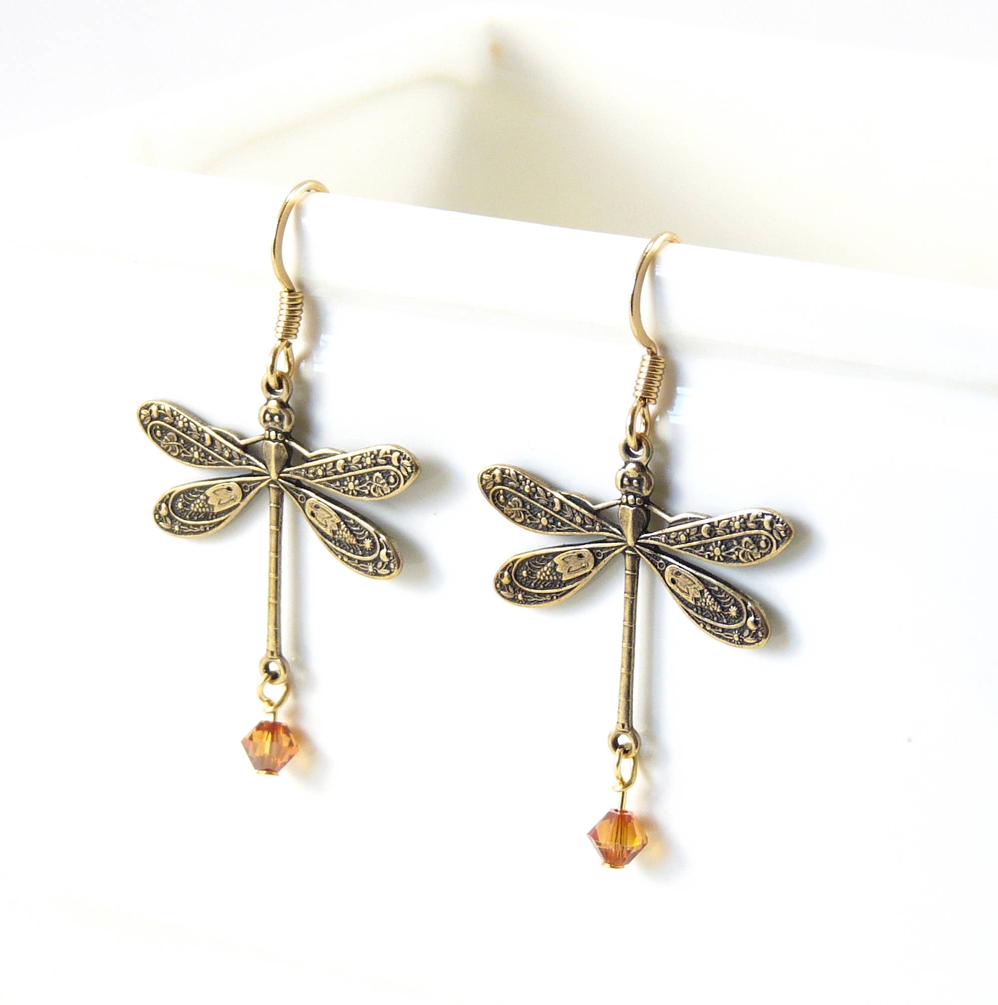Marlene VanBeek Jewelry - Wholesale Dangle Earrings - Brass Dragon Fly Earrings - 4 Color Choices2