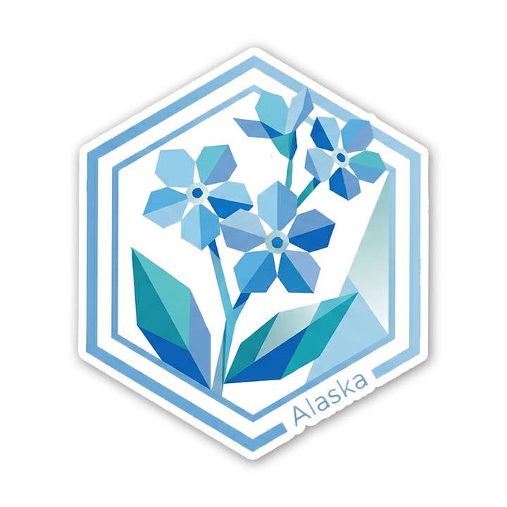 Autocollant insigne géométrique Myosotis pour la vente par Sticker Atlas