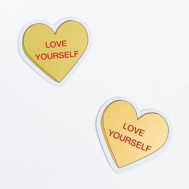 Pegatinas de corazón de caramelo 'Love Yourself' para venta al por mayor de Daisy Buffet