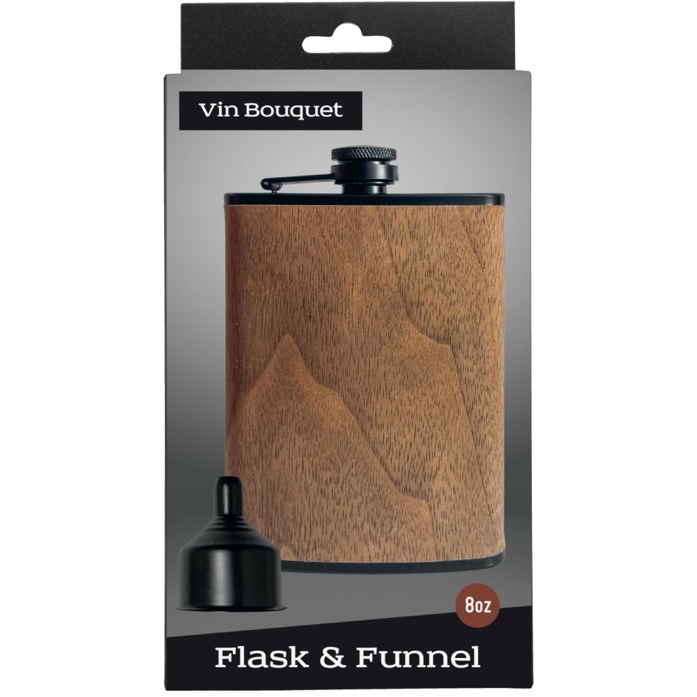 Vin Bouquet (Find It Import & Export Sl) - Wholesale Likeur - RVS drinkfles met houten design van 236 ml2