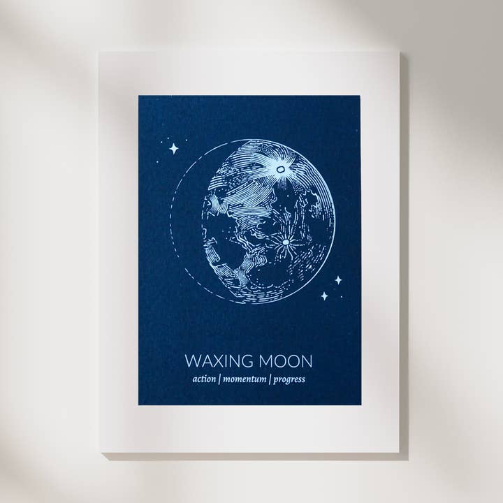 Impression artistique Waxing Moon : Lunar Phase - 4 couleurs pour la vente par Alauna Whelan