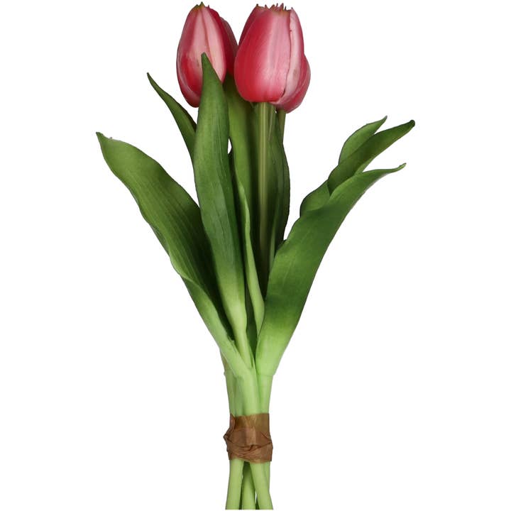 Mazetto di tulipani Camilla, 3 fiori e 2 gemme, L30 cm, rosa per la vendita all'ingrosso da parte di Vosteen