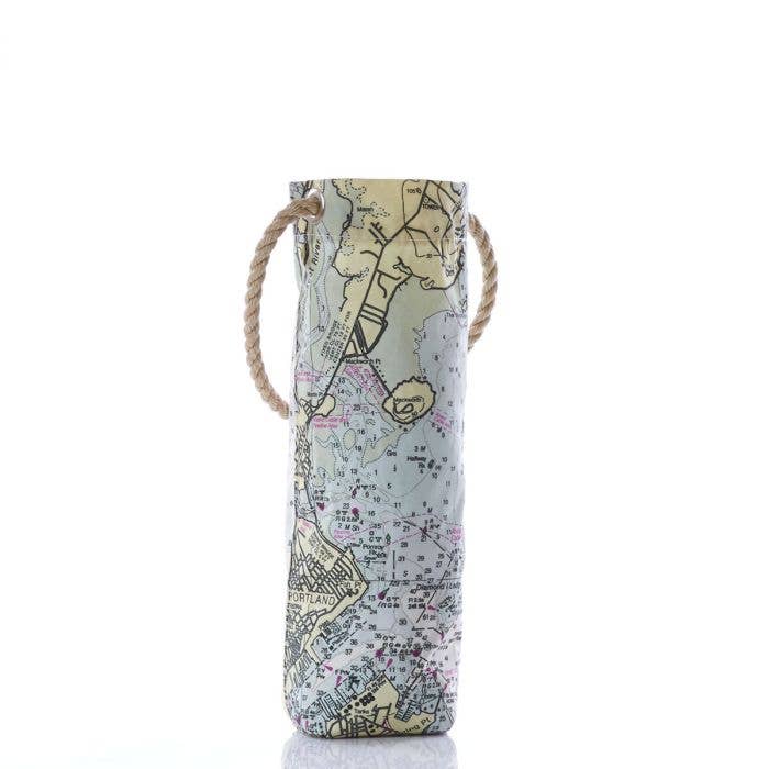 Saco de vinho com carta náutica Casco Bay por atacado de Sea Bags