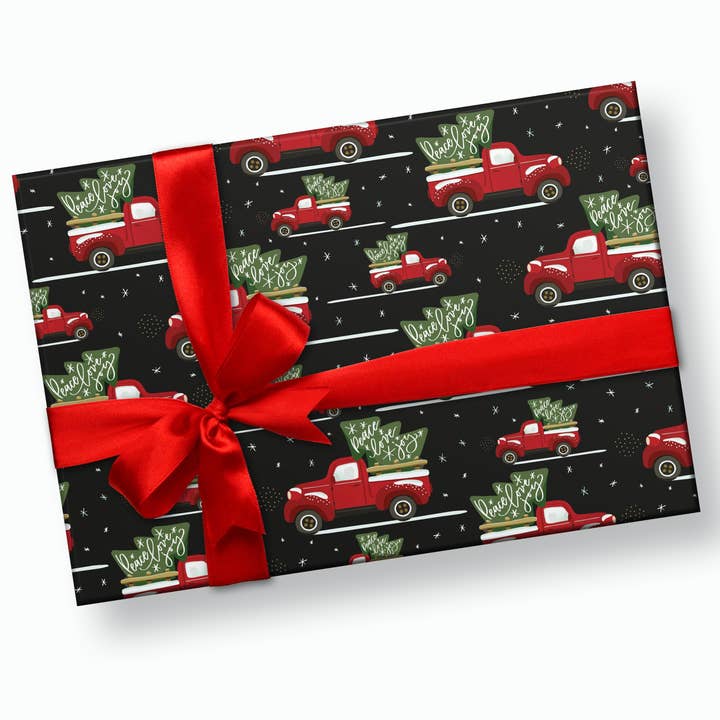 Red Truck Christmas Wrapping Paper for wholesale by Stesha Party