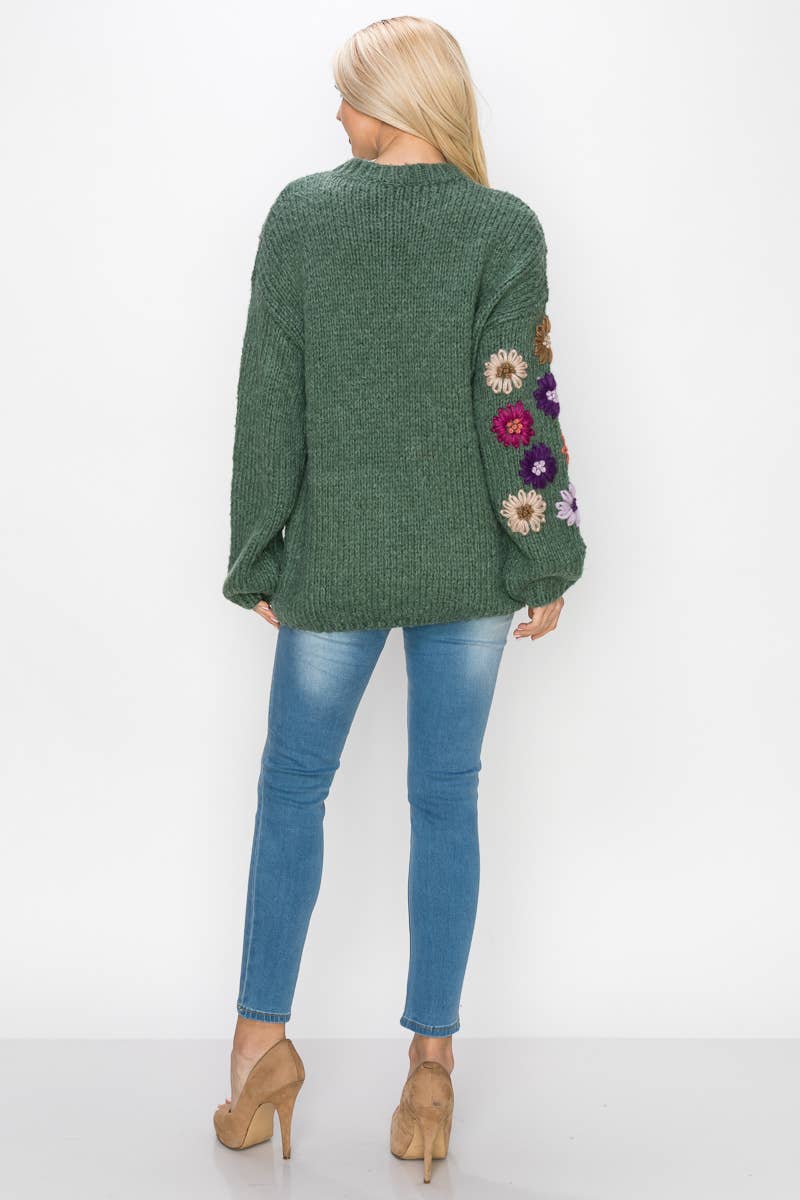 Joh Apparel - Wholesale Knit Sweater - Women's - Savita Knitted Crochet Flower Sweater10