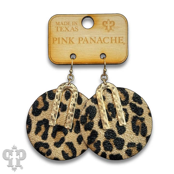 Pink Panache Brands - Wholesale Dangle Earrings - Pebbled leather circle earring - LC5