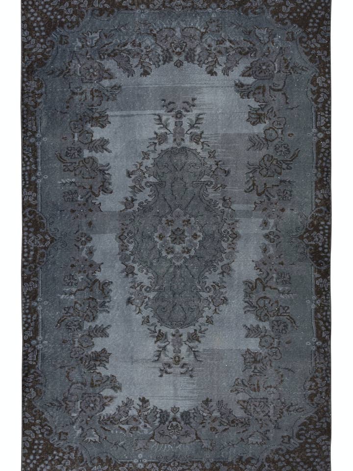 6.3x10 Ft Handmade Turkish Gray Area Rug with Medallion for wholesale by Rug Specialist LLC.