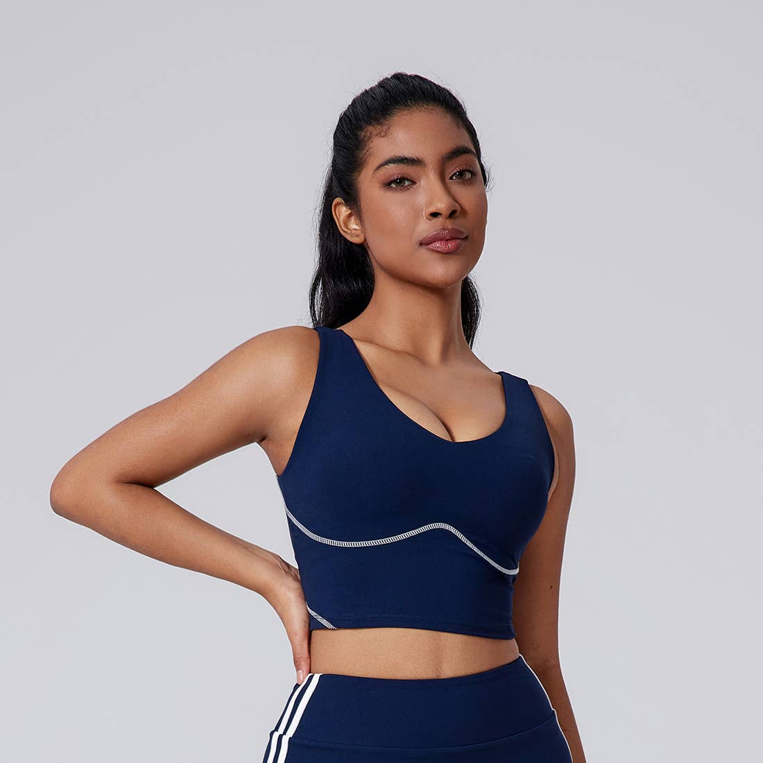 Sodalemon - Wholesale Athletic Top - Women's - Women Wide Strap Built-In Bra Support Yoga Workout Tank Top4