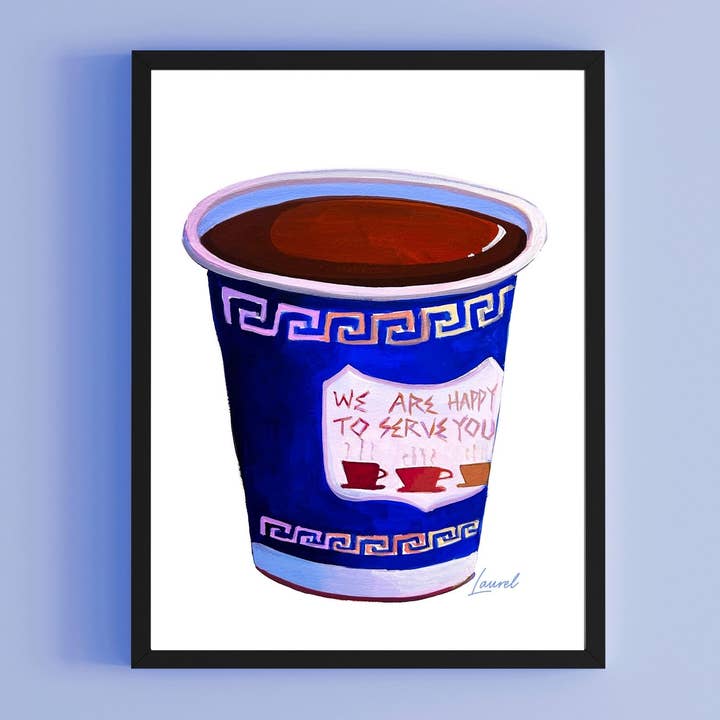 NYC Coffee Cup Souvenir/Gift Art print for wholesale by Laurel Greenfield Art