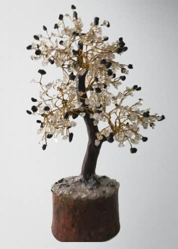 AmazeU – wholesale Decorative tabletop object – Clear Quartz  & Black Tourmaline Gemstone Tree (500 chips) 0