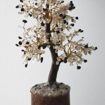 AmazeU – wholesale Decorative tabletop object – Clear Quartz & Black Tourmaline Gemstone Tree (500 chips)
