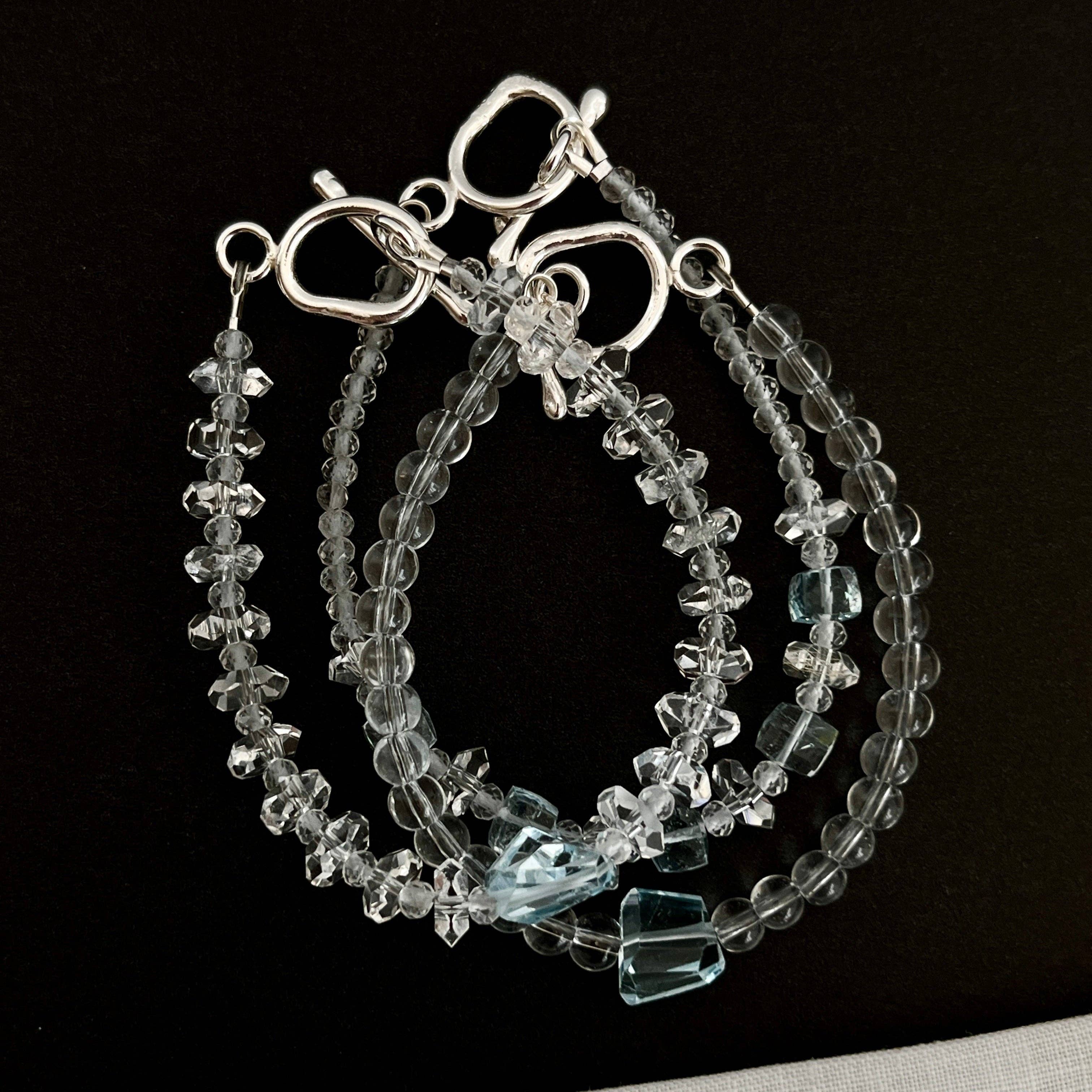 LoveGem Studio LLC - Wholesale Beaded Bracelet - Geometric Sky Blue Topaz & Quartz Bracelet – Modern Harmony Jewelry with Argentium Silver Toggle7