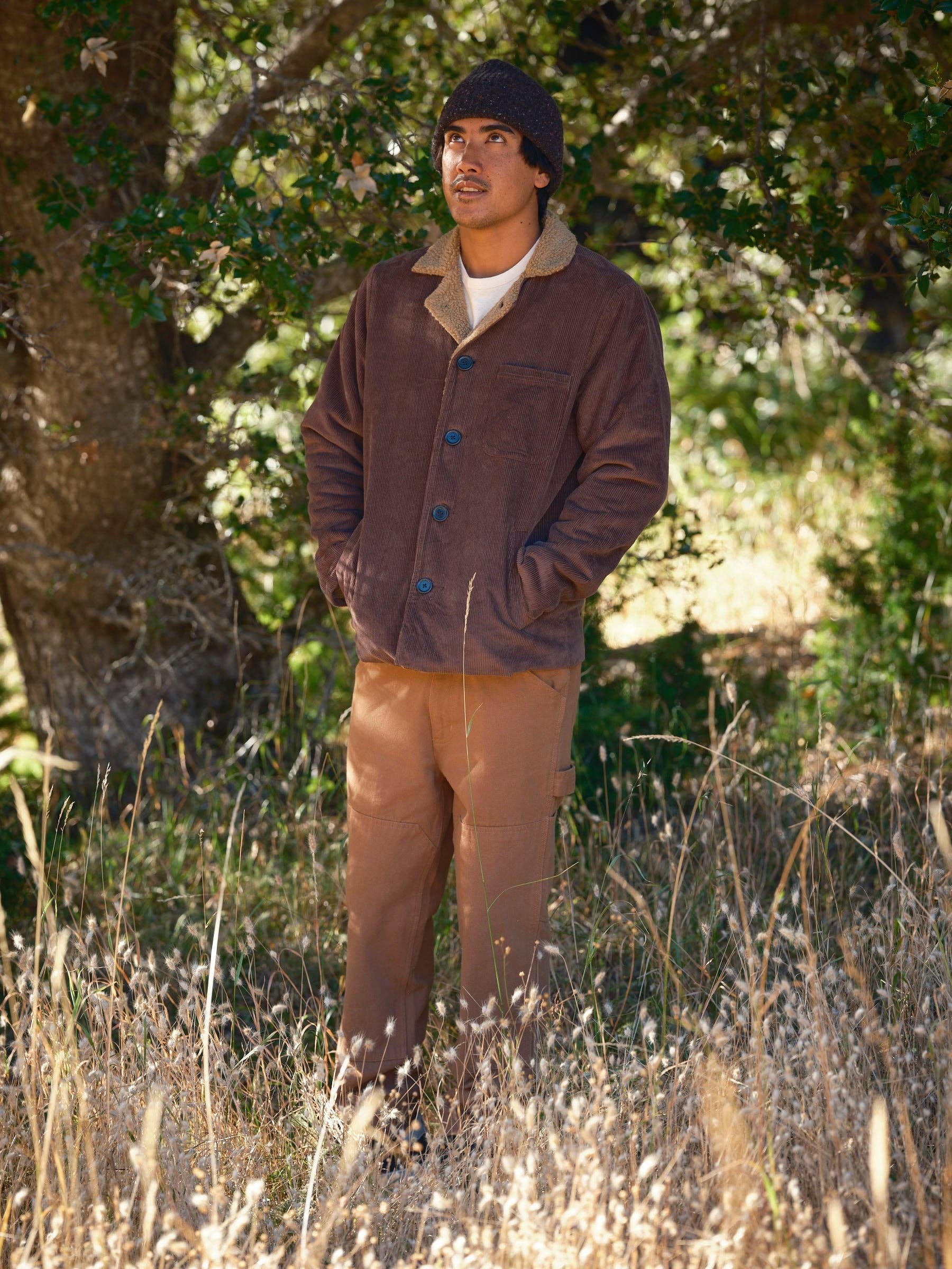 Dunkelbrauner Cordstoff Mack-Jacke für den Großhandel auf Faire12