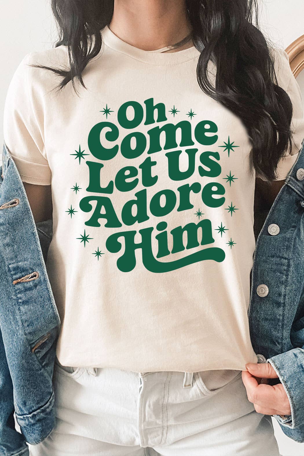 Kissed Apparel - Wholesale Screen Printed T-Shirt - Women's - Oh Come Let Us Adore Him Graphic Tee2