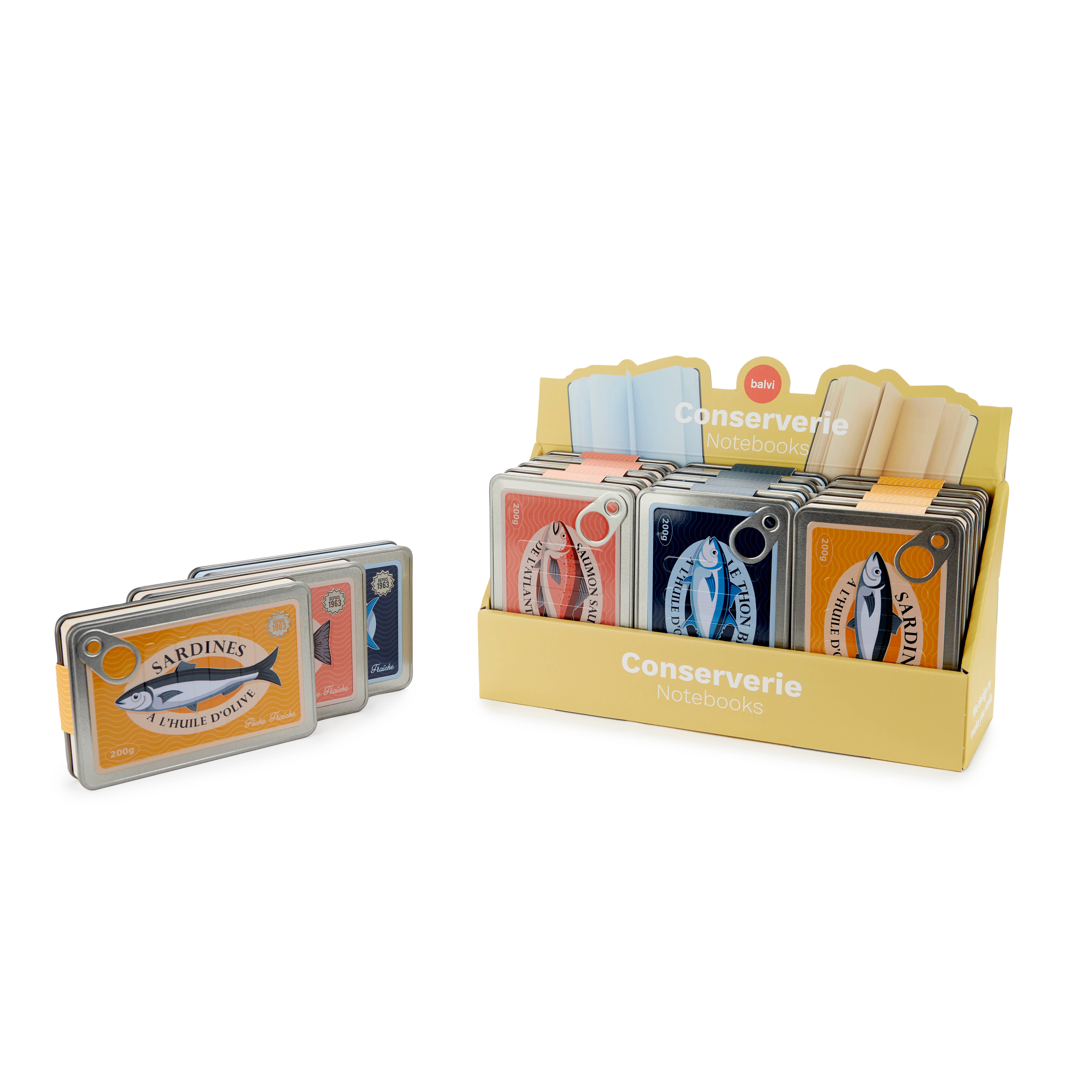 Balvi – Caderno por atacado – Caderno Conserverie, display com 12 unidades, metal/papel2