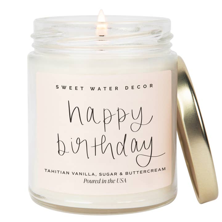 Happy Birthday 9 oz Soy Candle - Home Decor & Gifts for wholesale by Sweet Water Decor