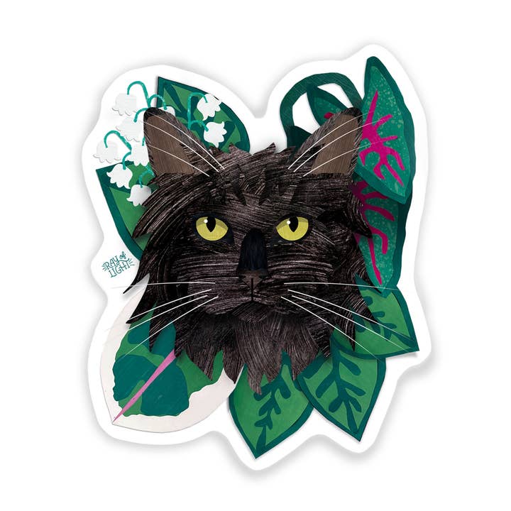 Autocolante de Gato de Pelo Longo Preto por atacado de Ray Of Light