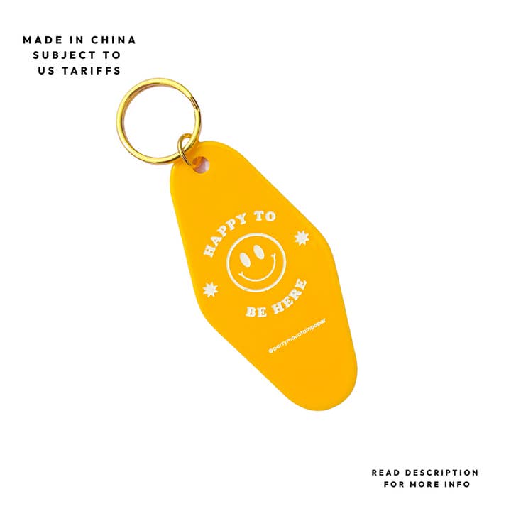 Party Mountain Paper co. - Wholesale Keychain - Unisex - Happy To Be Here Motel Tag Keychain | Last Chance
