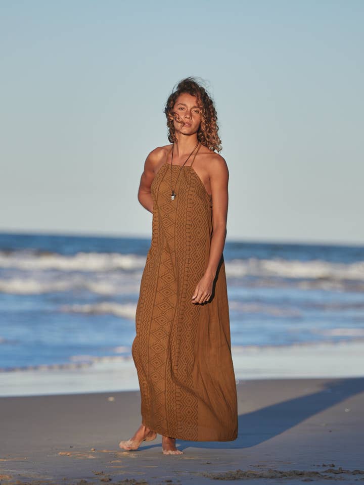 Arya Clothing – Großhandel Kleid – Damen – Tribal-Kleid - Senfgelb6