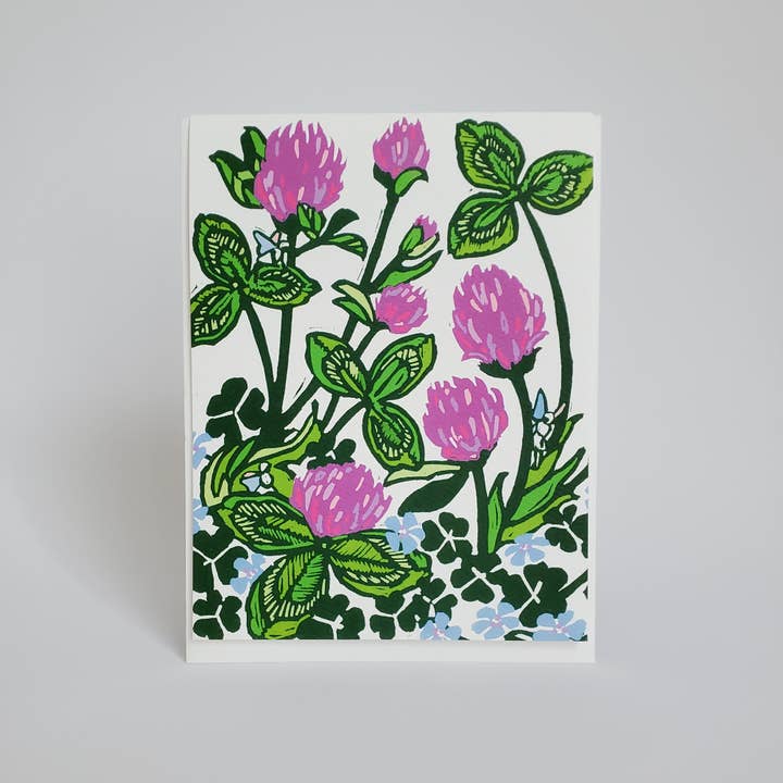 Little Green - Wholesale Stationery/Notecard Set - Assorted Spring Woodland Flower Blank Note Card Set of 8, Block Print Art Greeting Cards5