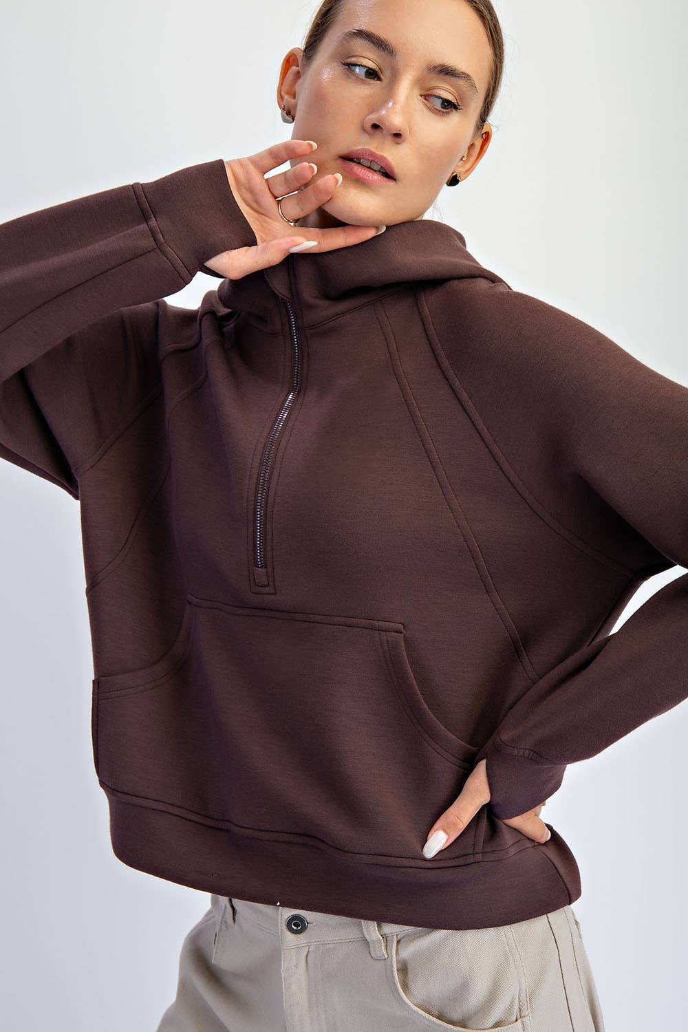 Rae Mode - Wholesale Hoodie - Women's - MODAL SCUBA QUARTER ZIP HODDIE JACKET31