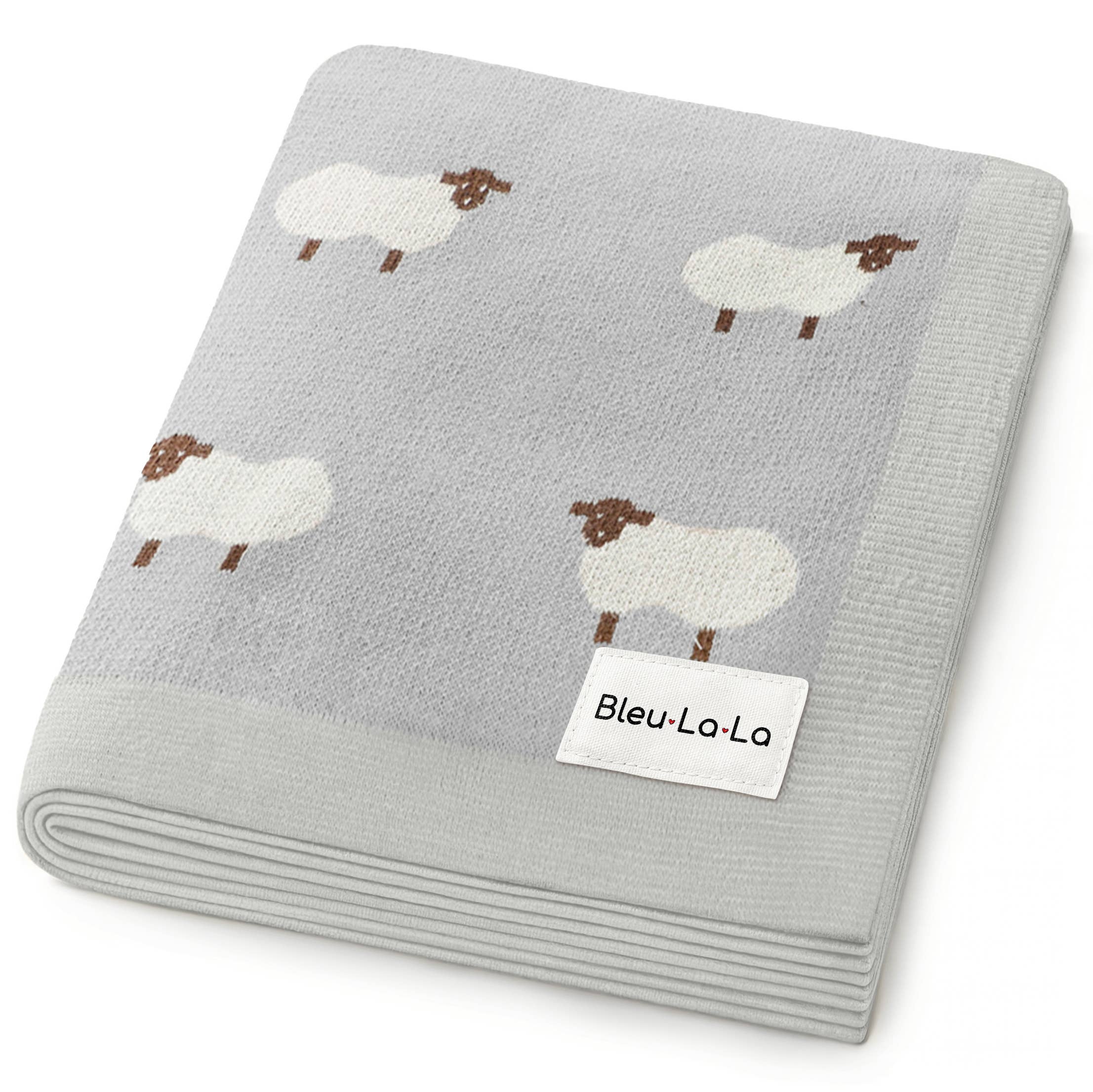Bleu La La - Vente Couverture de naissance – bébé - Couverture d'emmaillotage pour bébé en coton 100 % luxe - motif mouton0