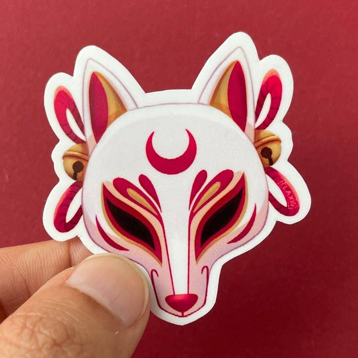 Autocolante Máscara Kitsune por atacado de Flaxig