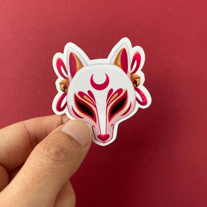Kitsune Mask Sticker for wholesale by Flaxig