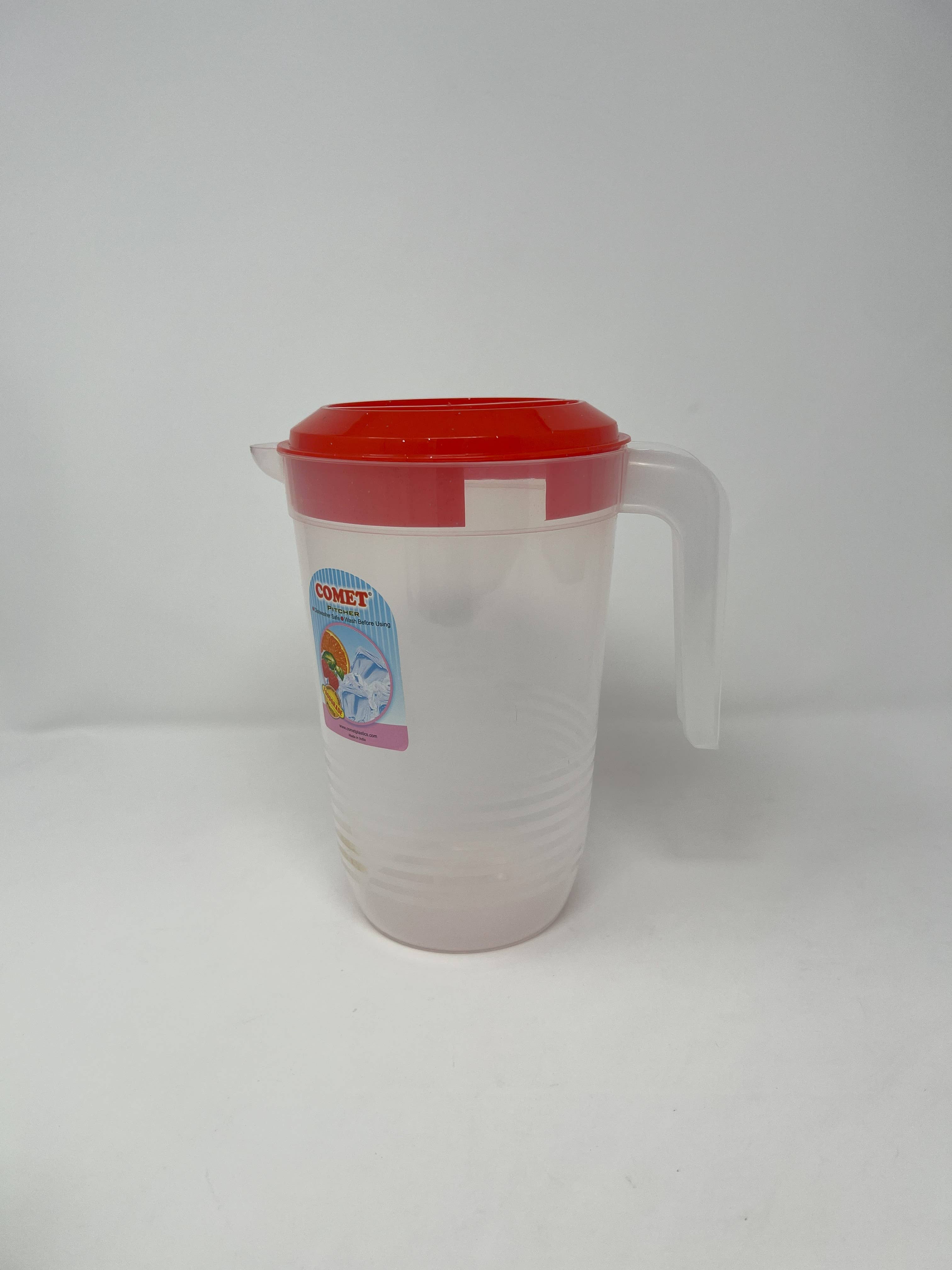 USA HomeMax - Wholesale Pitcher - 2.25Ltr Plastic Pitcher Clear Body Assorted Colors3