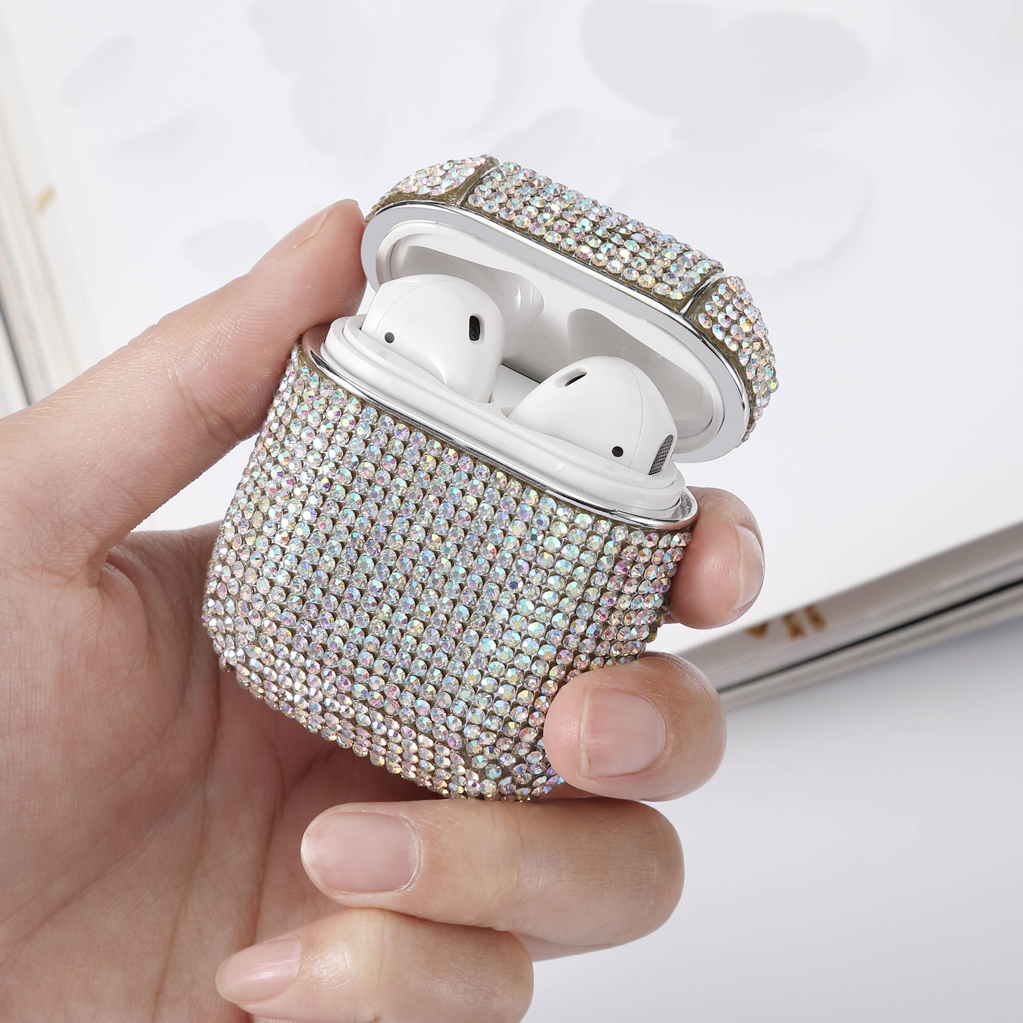 LAX Gadgets - Wholesale Earphone/Headphone Case - Unisex - Apple AirPods 2 Shiny Rhinestone Case with Retail Pack5
