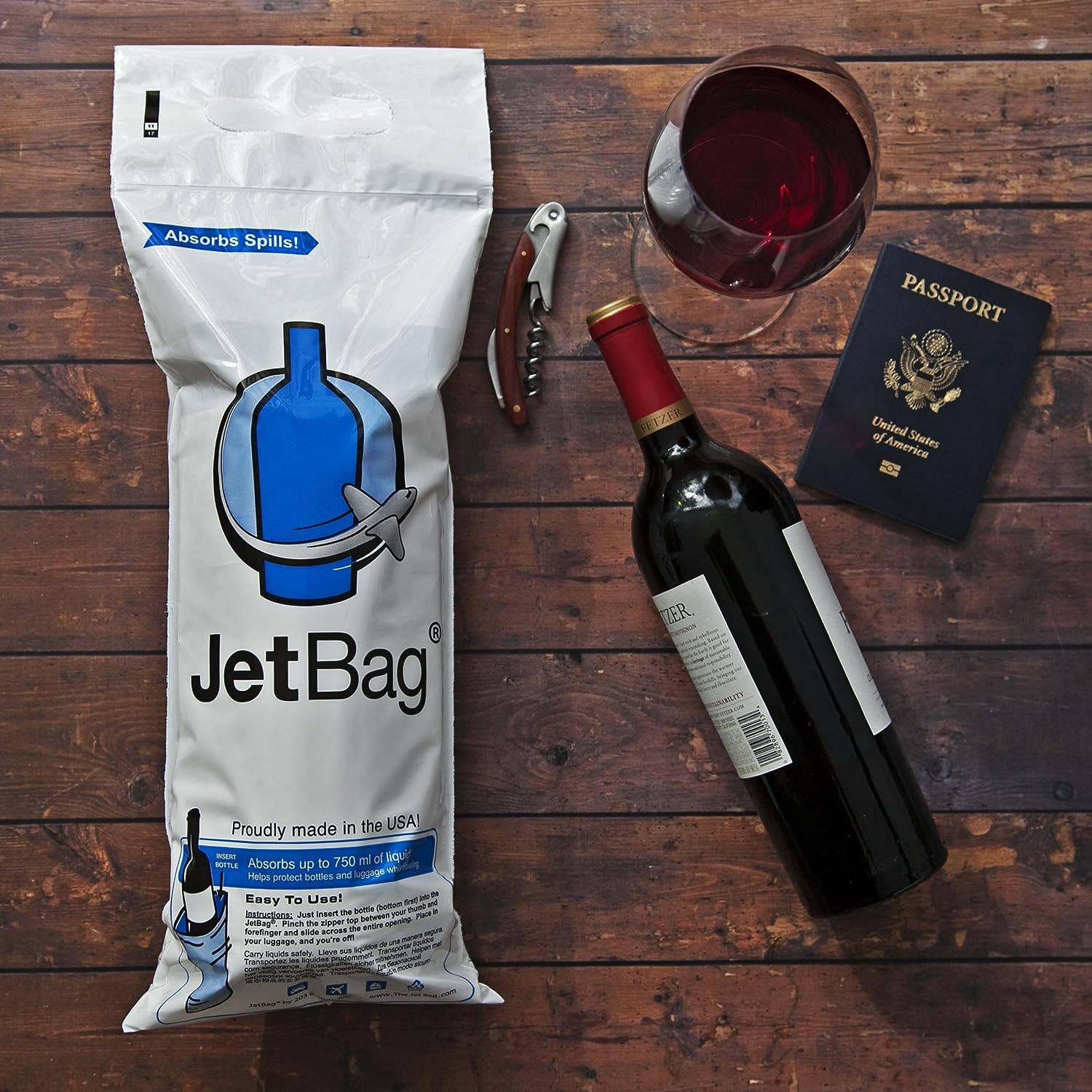 203 Brands - Wholesale Travel Container - JetBag Bold Travel Wine Bottle Protector Bag1