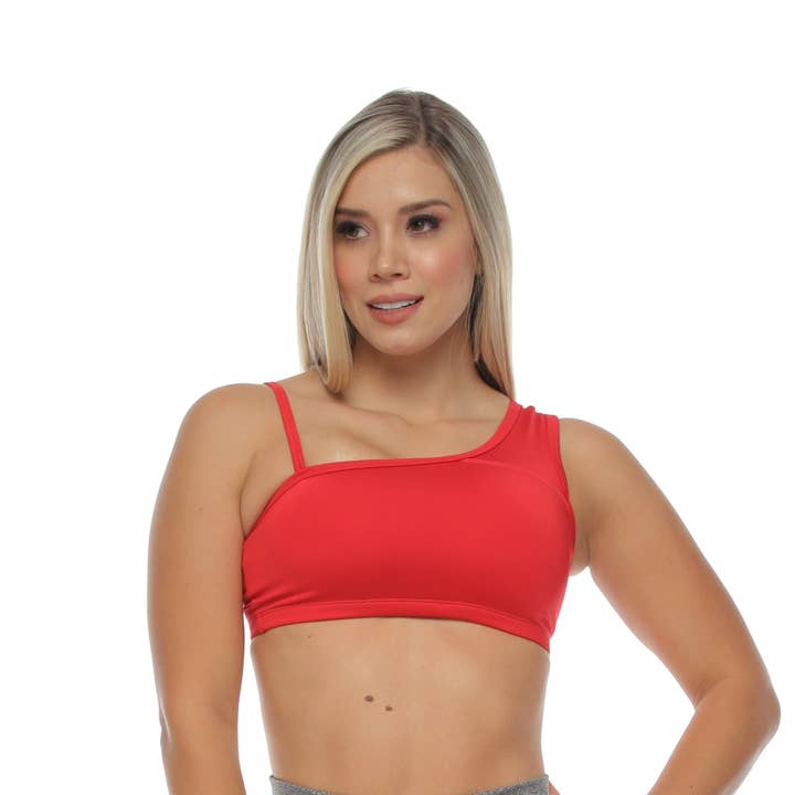 Orley Fitness zwart en rood sportbeha voor wholesale door Dashingfit