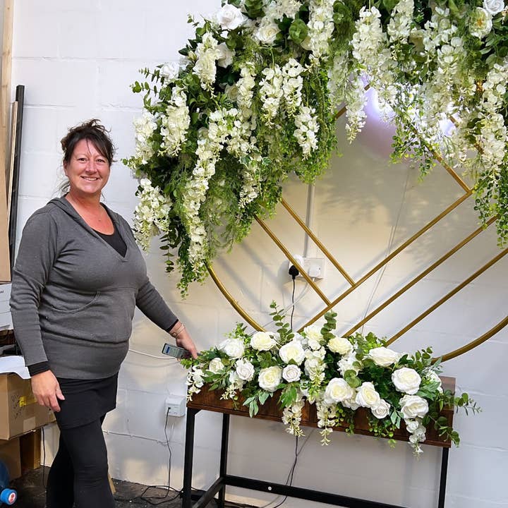IVY CRUZ - Wholesale Bunting/Garland - Luxe White Rose Garland, Wisteria Flower Garland, White