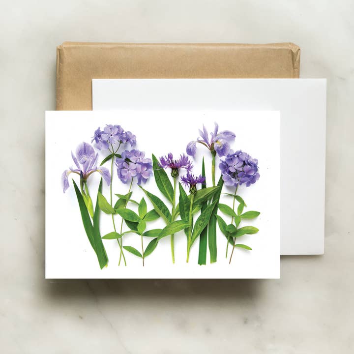 Folding card - Blue Wildflowers for wholesale by Bottle Branch