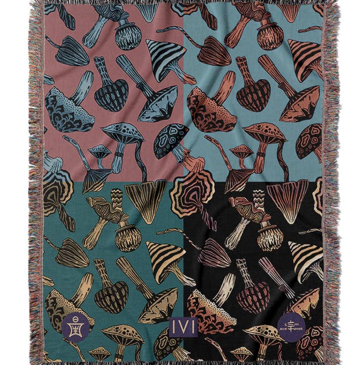 Sean Martorana - Wholesale Throw Blanket - IVI - Mushroom Jacquard Woven Blanket - Four Color1