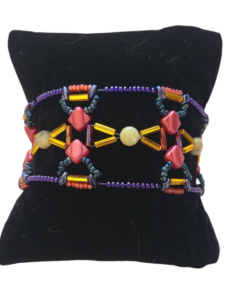 Bracelet Tissé Opale Égéenne pour la vente par Tsuga Beadwork