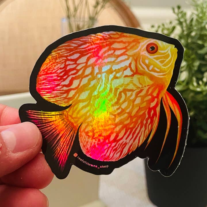 Autocollant en forme de disque en damier en forme de pigeon (holographique) pour la vente par Reef of Clowns