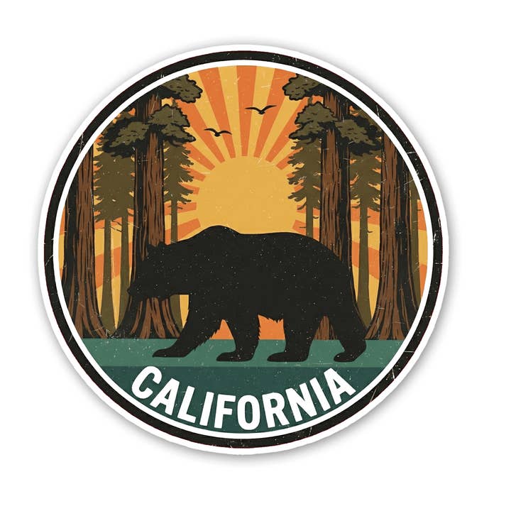 Autocolante vintage - Urso das Sequoias da Califórnia por atacado de Sticker Atlas