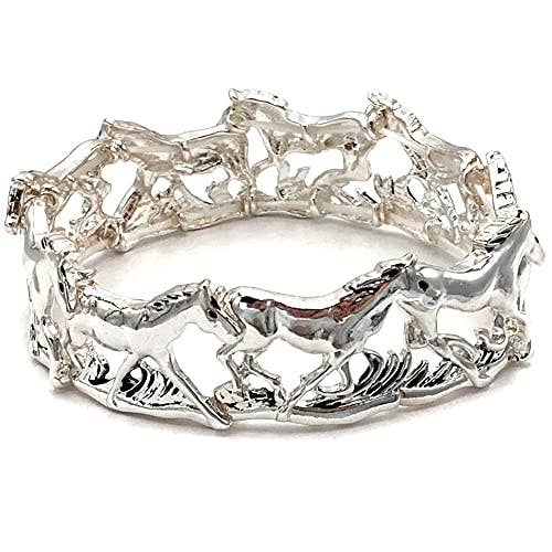 Lunar Deer - Vendita all'ingrosso Bracciale a polsino - Wild Horses Herd - Bracciale elasticizzato in tre tonalità0