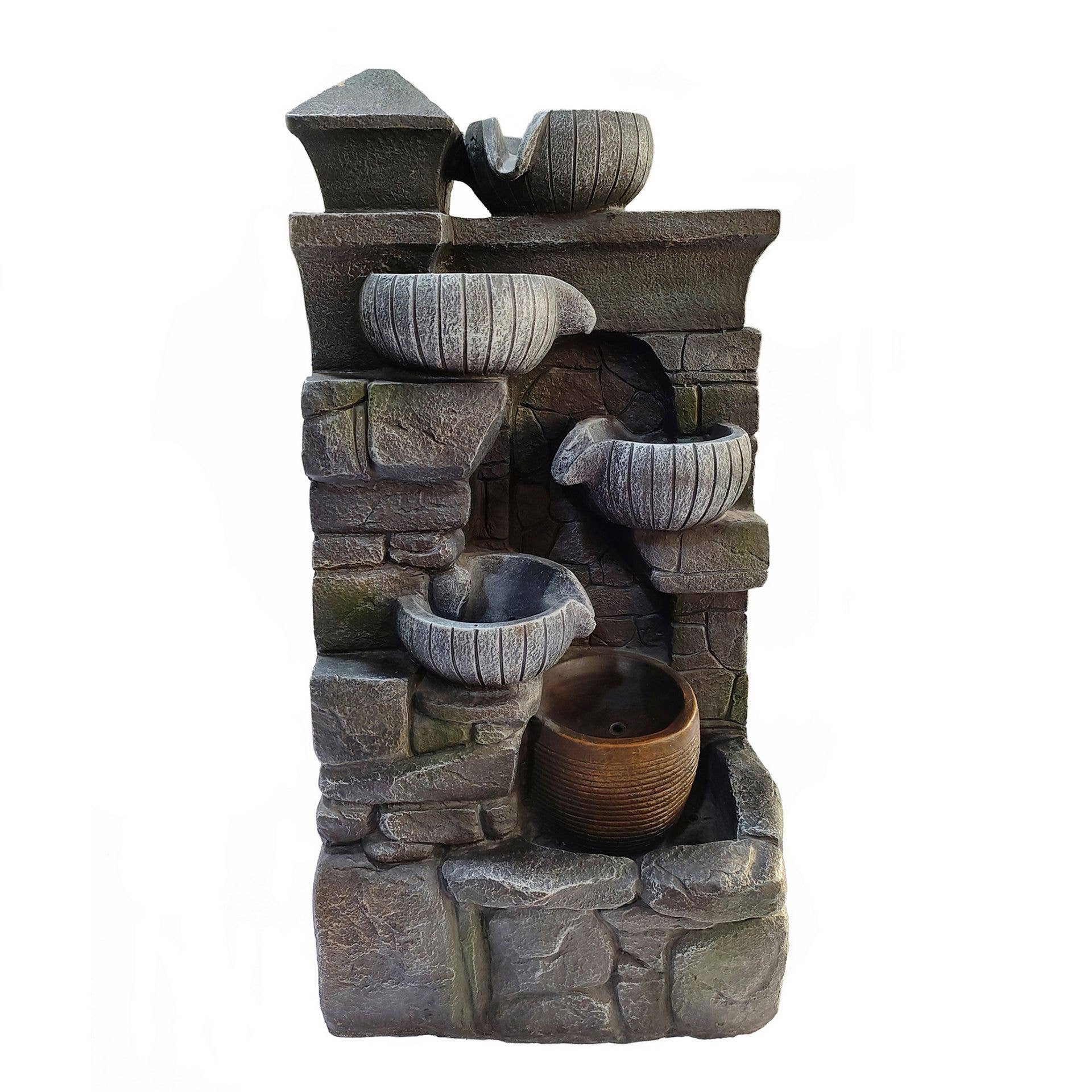 WIDDOP and Co. - Wholesale Outdoor Ornament/Decor - Country Living Water Fountain Containing 5 Pots & 1 Light0